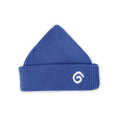 Organic Swirl Embroidery Knit Beanie - Cobalt