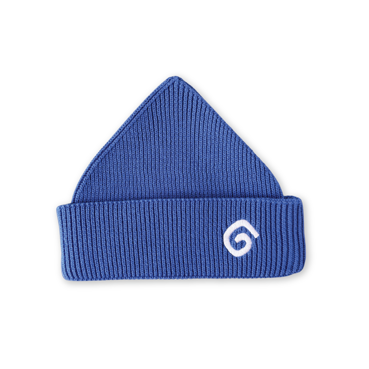 Organic Swirl Embroidery Knit Beanie - Cobalt