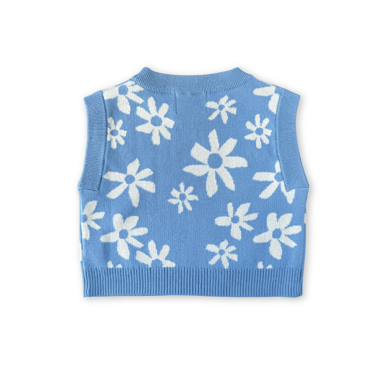 Organic Wild Flower Jacquard Cropped Knit Vest
