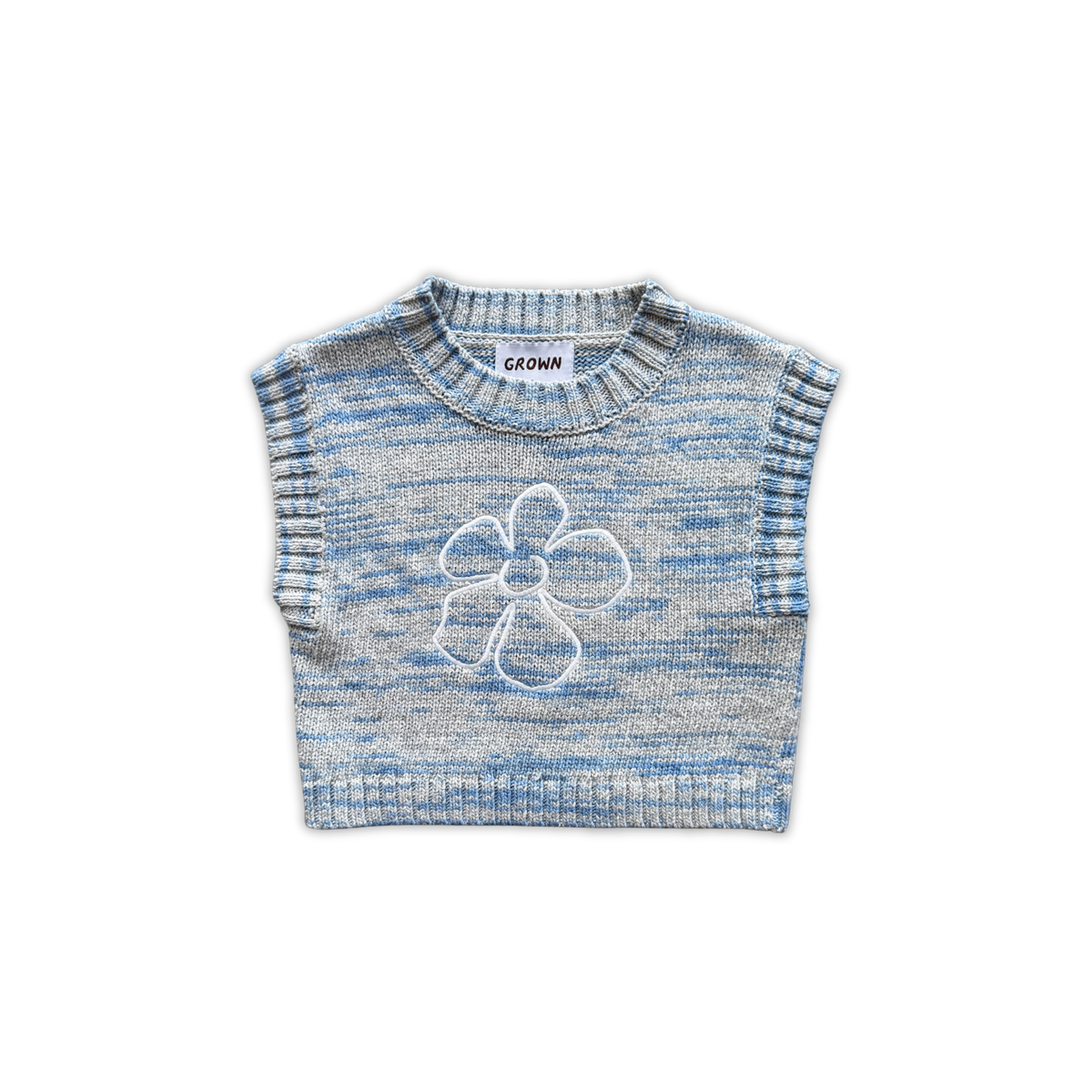 Organic Space Dye Floral Embroidery Knit Vest