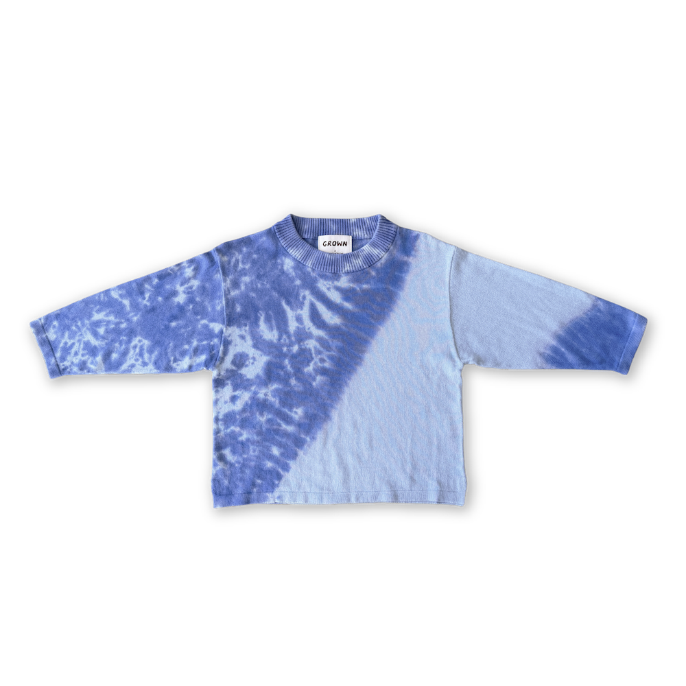 Organic Knitted Tie Dye Long Sleeve Tee - Pacific color