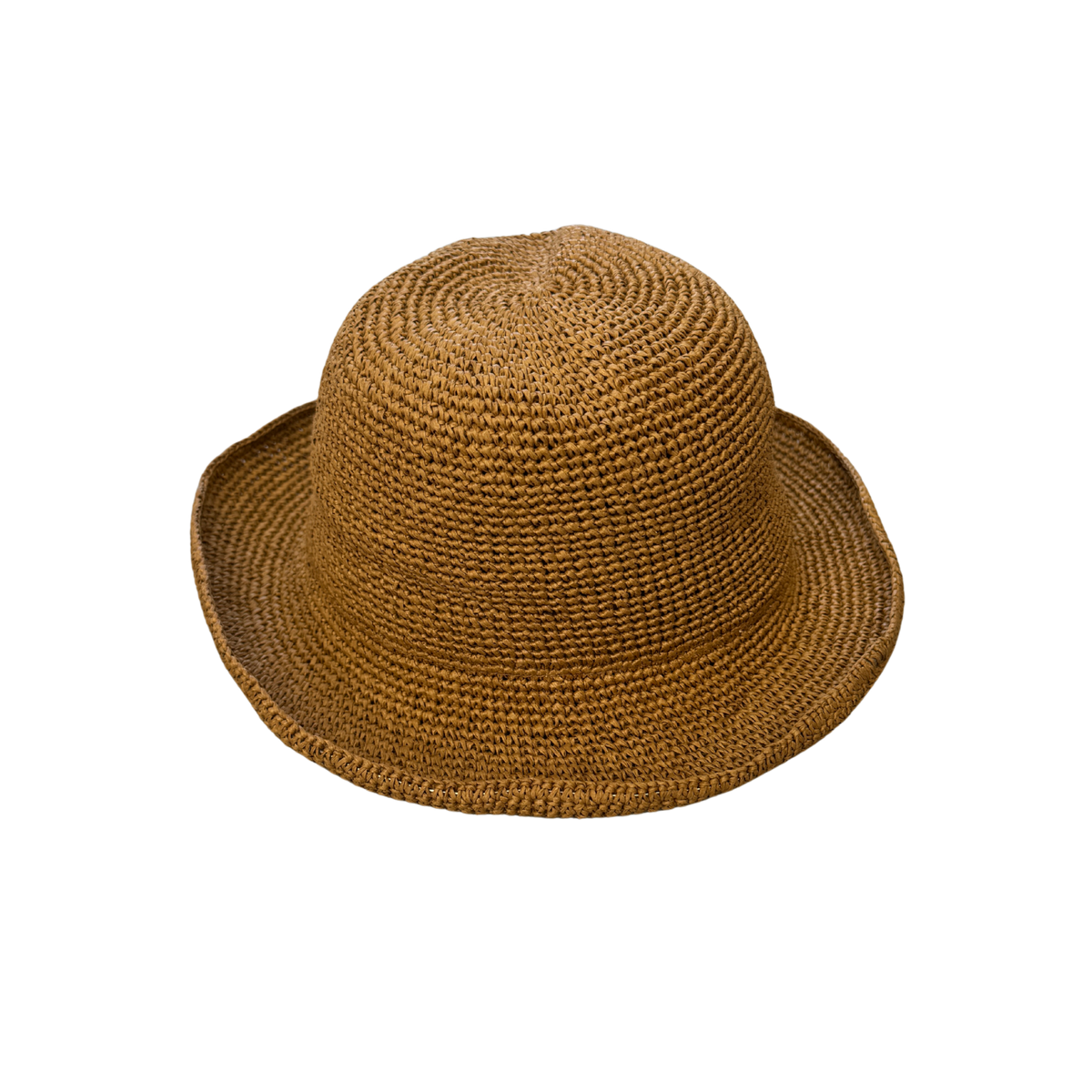 Hand Crochet Paper Packable Adjustable Hat - Natural