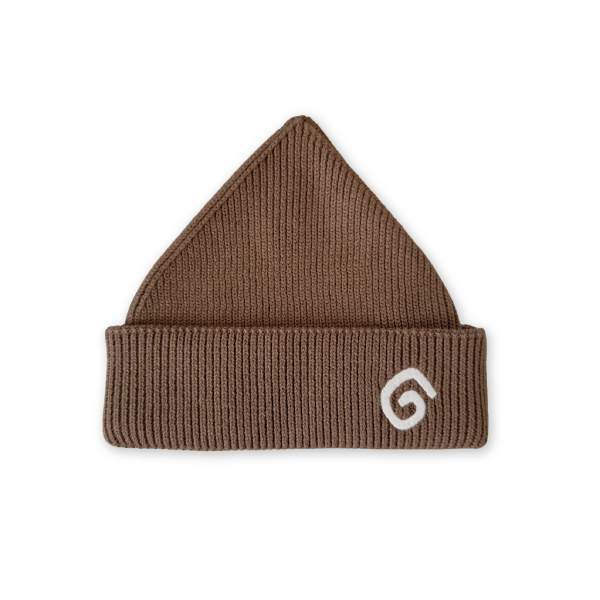 Organic Swirl Embroidery Knit Beanie - Espresso
