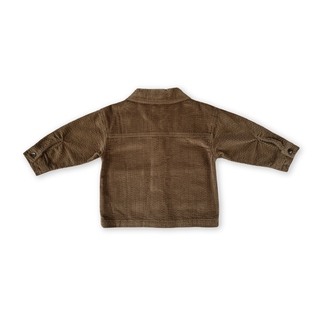 Organic Cord Shirt Jacket Wooden Buttons - Espresso