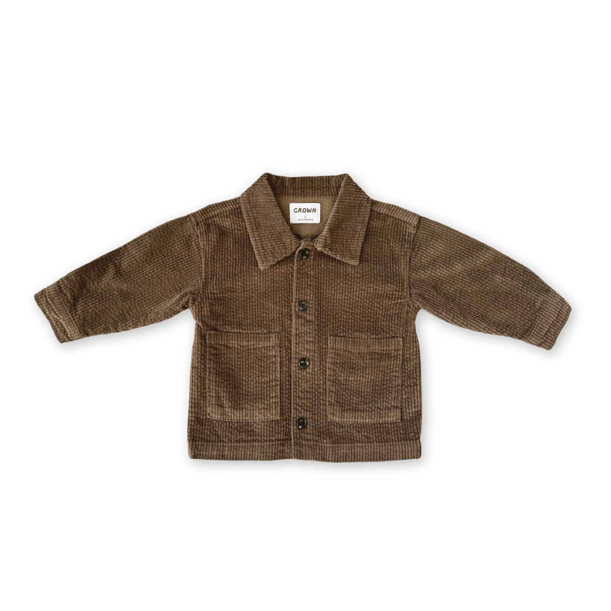 Organic Cord Shirt Jacket Wooden Buttons - Espresso