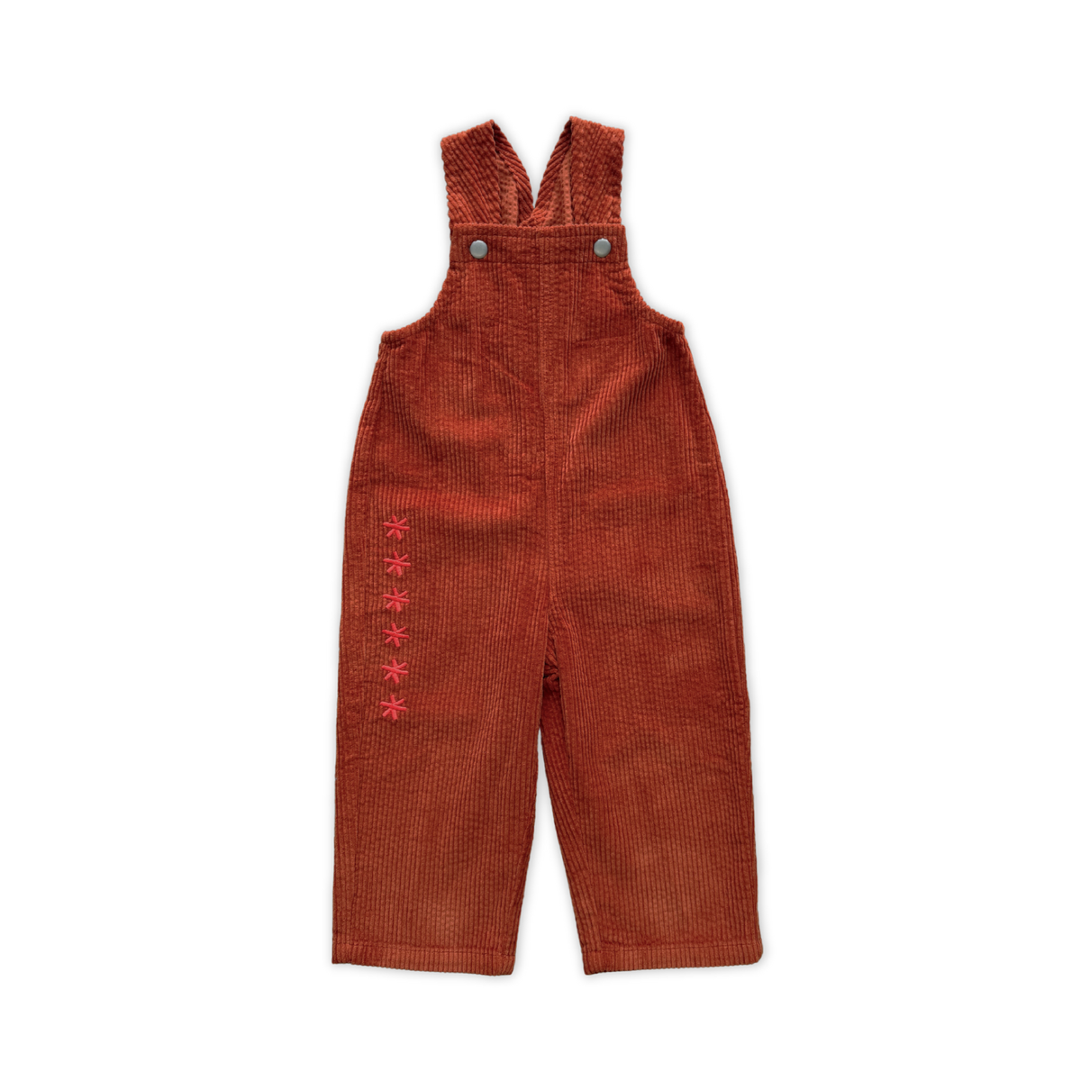 Organic Velvet Cord Adjustable Strap Overalls - Brick