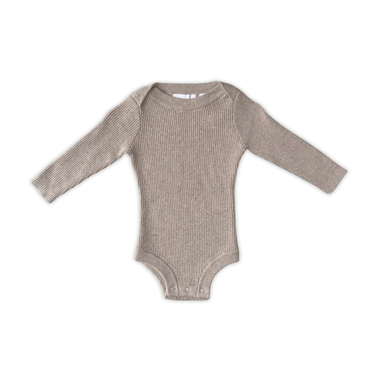 Organic Speckle Fine Rib Knit Bodysuit - Oatmilk