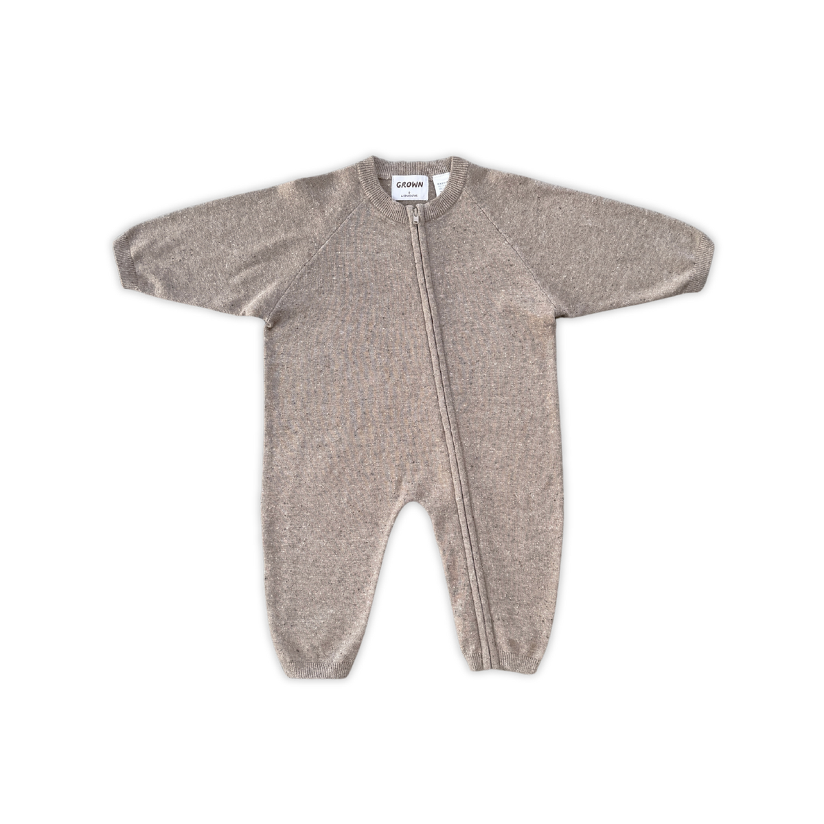 Organic Speckle Knit Zipper Front Starsuit - Oatmilk