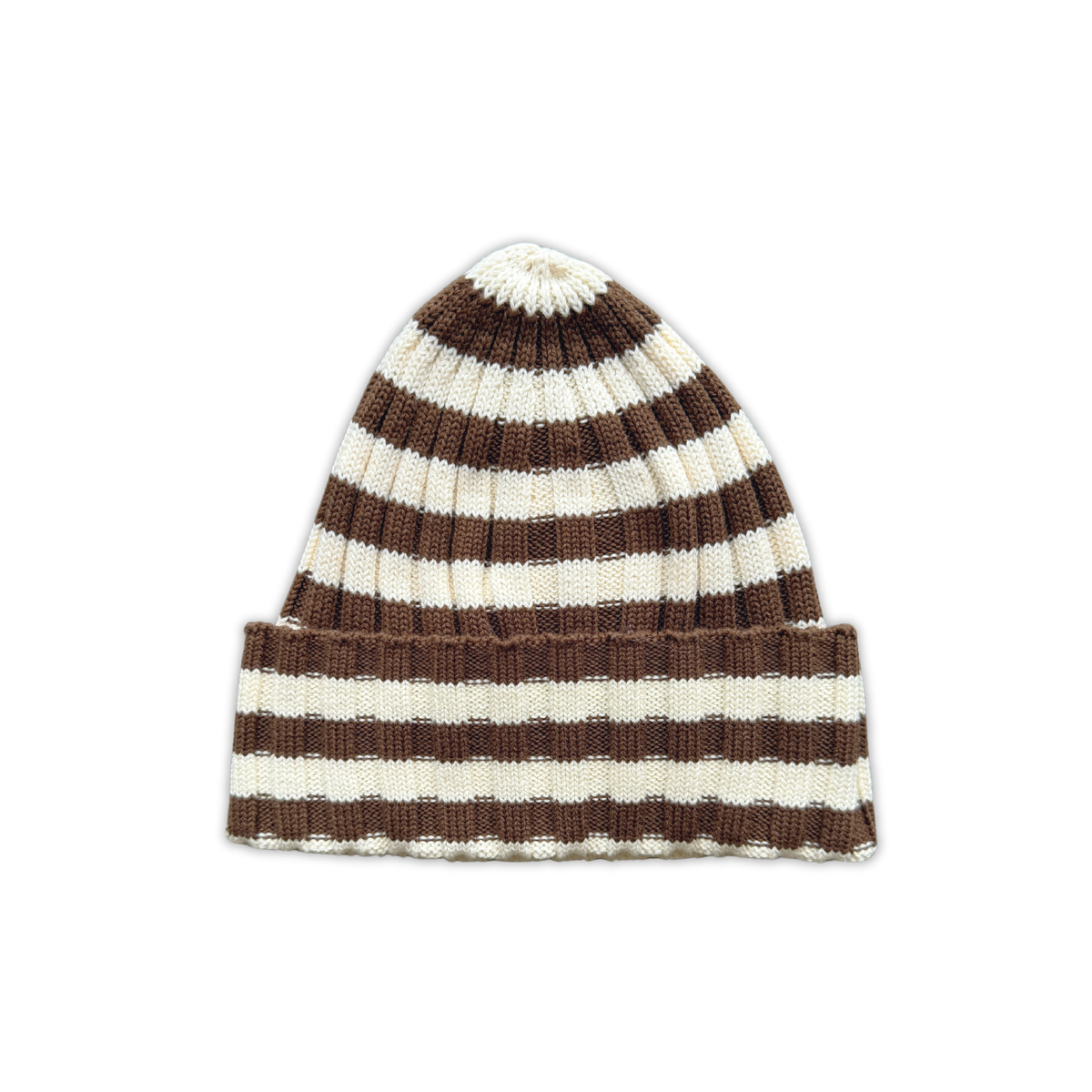 Organic Striped Pixie Chunky Rib Knit Beanie - Espresso