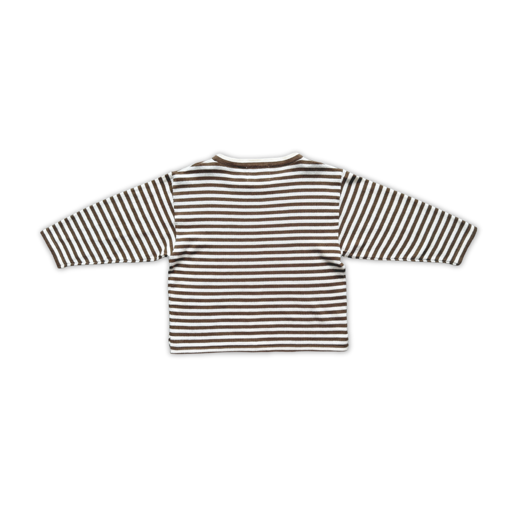 Organic Stripe Long Sleeve Knit Tee - Espresso