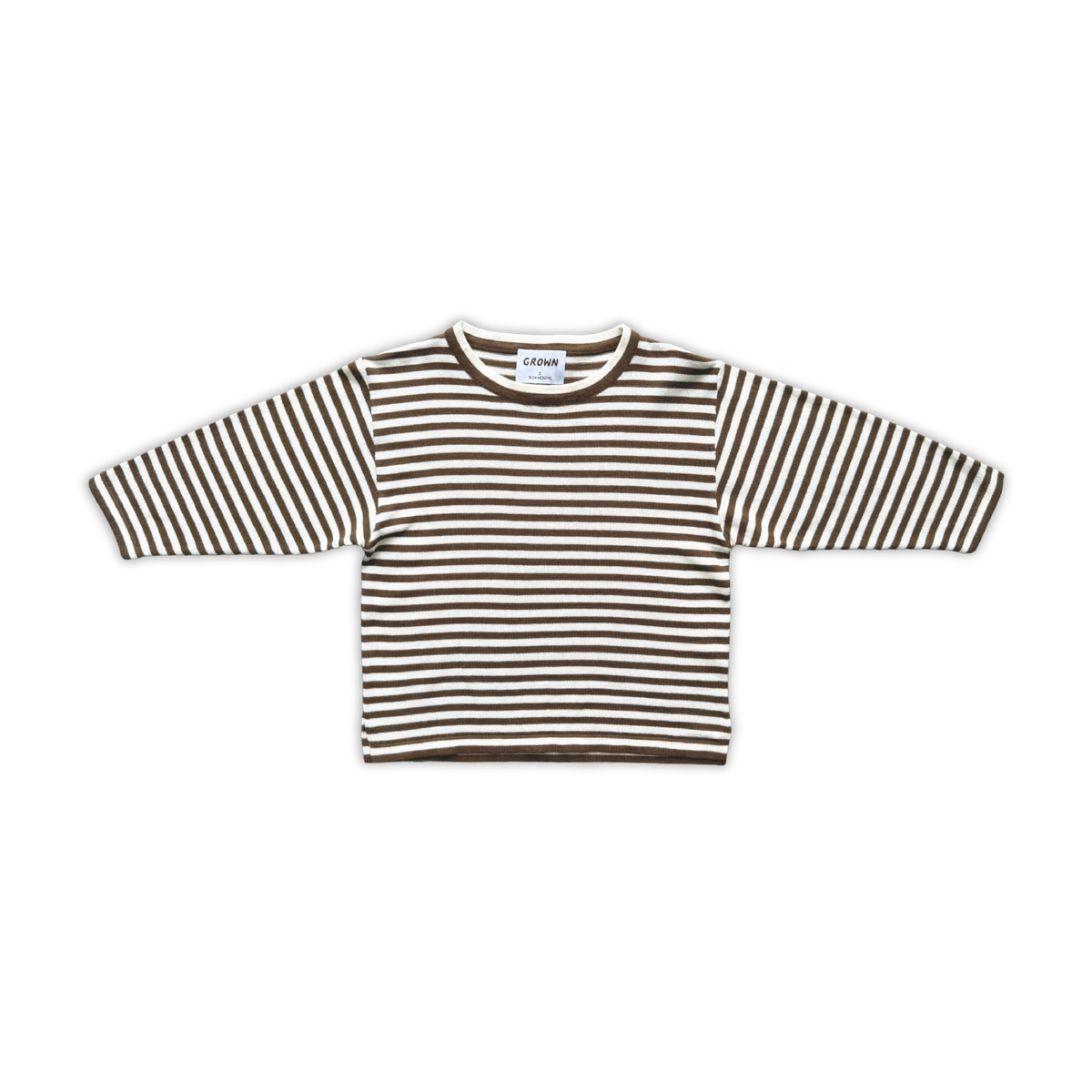 Organic Stripe Long Sleeve Knit Tee - Espresso