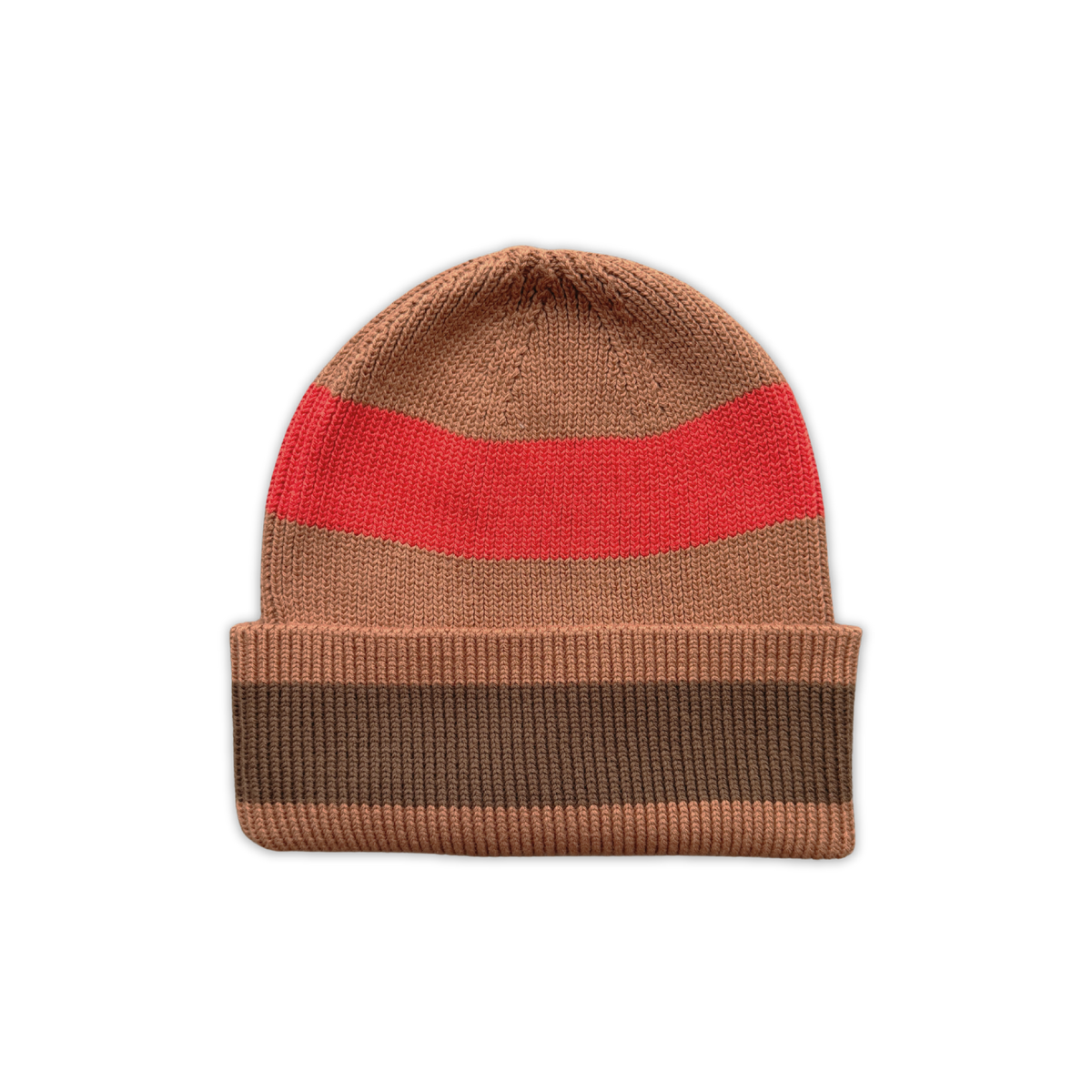 Organic Striped Pixie Ribbed Knit Beanie - Earth