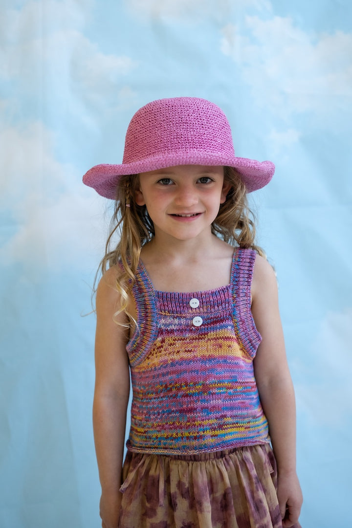 Hand Crochet Paper Packable Adjustable Hat - Floss