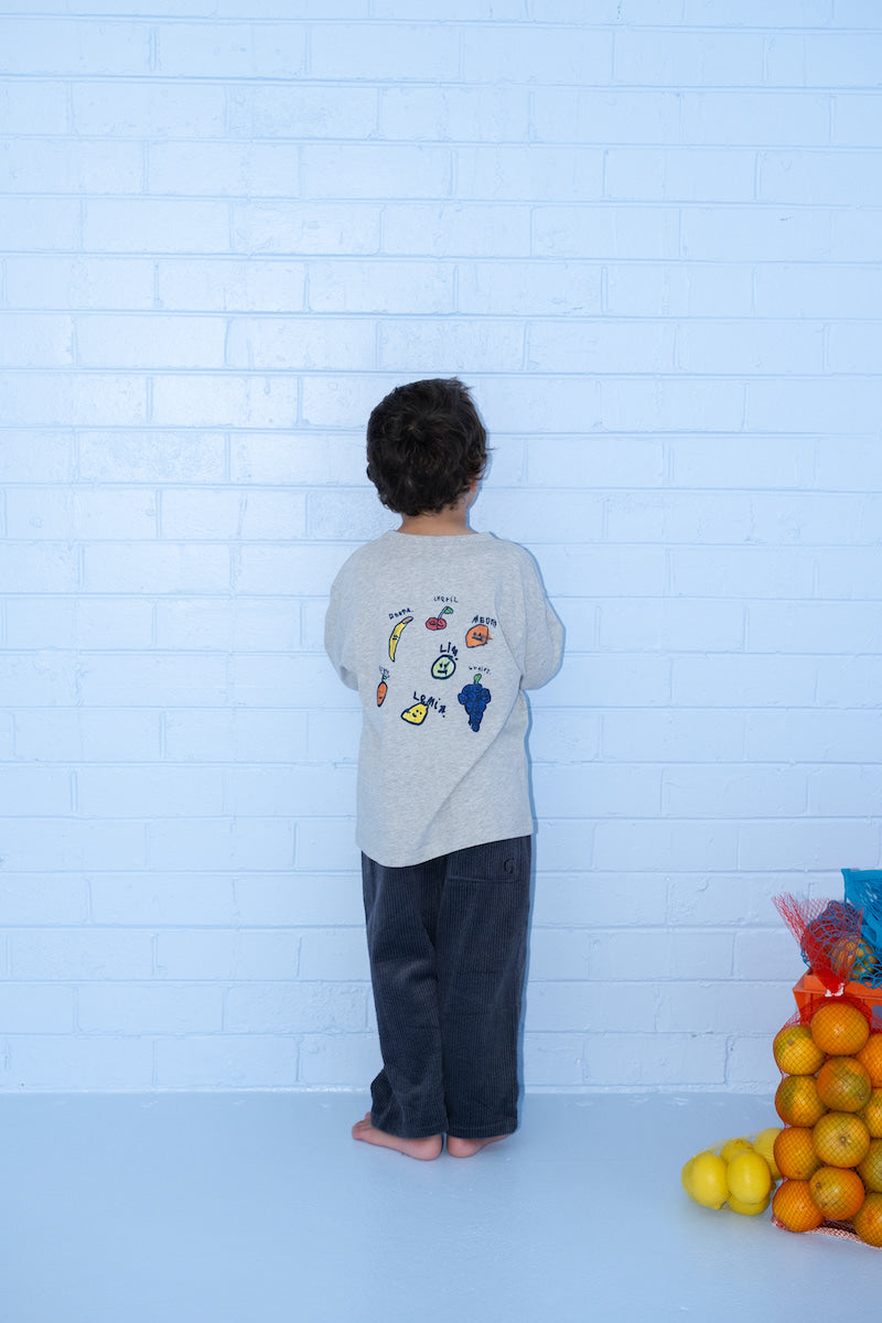 Organic Fruit Salad Long Sleeve Jersey Tee - Grey Marle