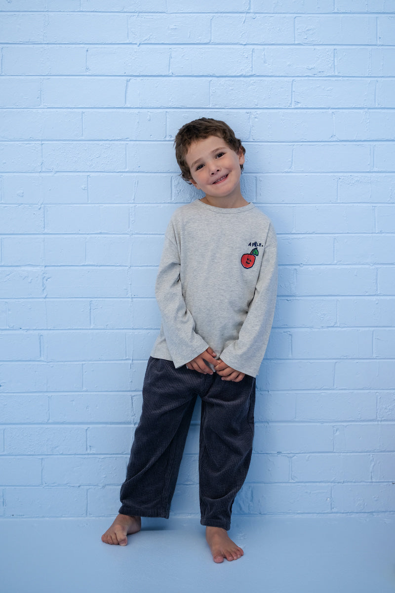 Organic Fruit Salad Long Sleeve Jersey Tee - Grey Marle