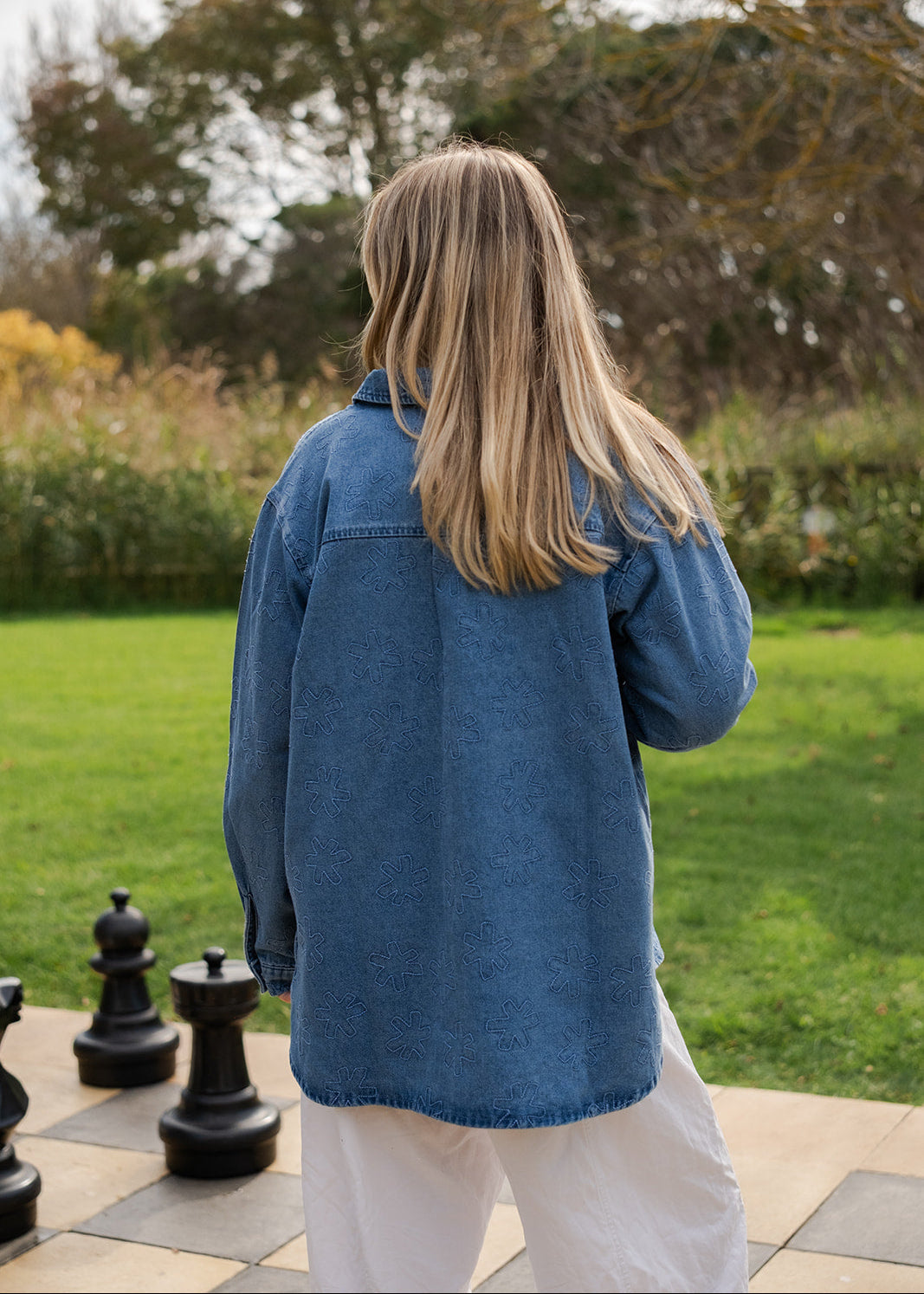 Organic Starlight Embroidery Denim Shirt Jacket - Ladies