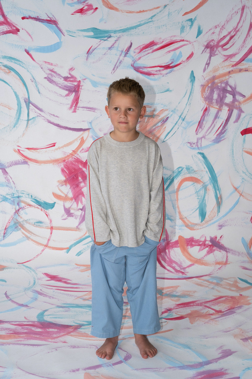 Organic Exposed Seam Long Sleeve Knit Tee - Grey Marle