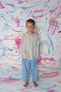 Organic Exposed Seam Long Sleeve Knit Tee - Grey Marle