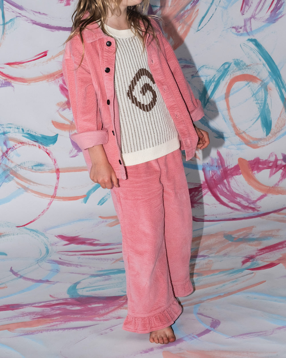 Organic Swirl Jacquard Chunky Rib Knit Vest - Milk