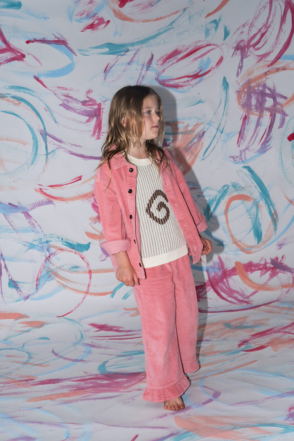 Organic Cord Shirt Jacket Swirl Pocket - Sorbet