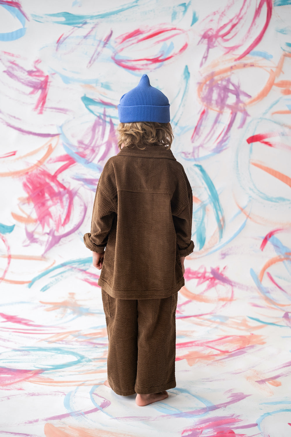 Organic Cord Shirt Jacket Wooden Buttons - Espresso