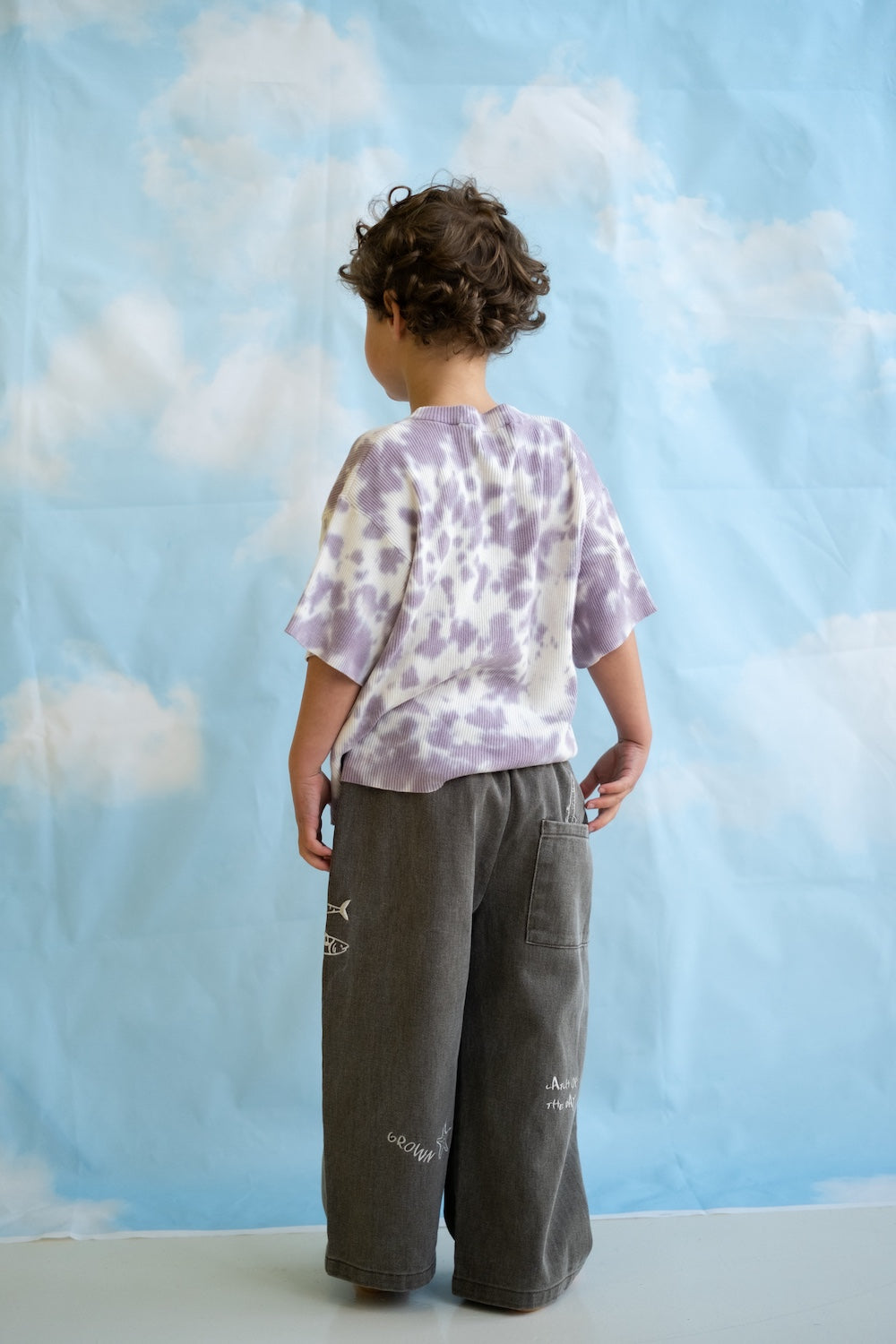 Organic Knitted Tie Dye Ribbed Knit Tee - Grape