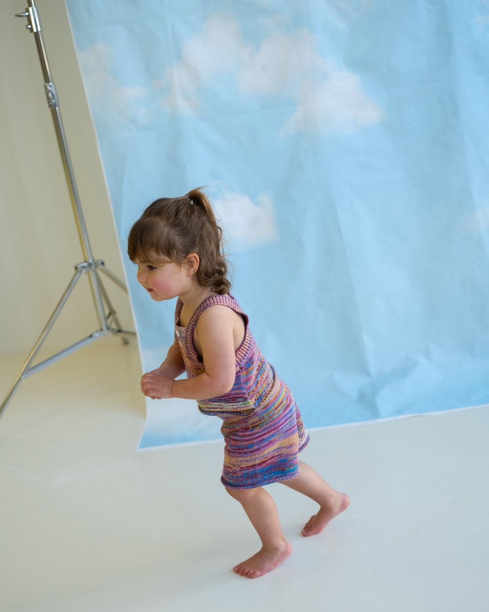 Organic Cotton Knitted Cropped Singlet Top - Rainbow