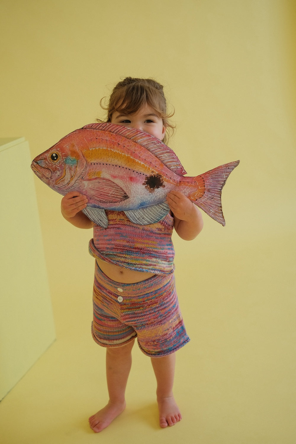 Organic Cotton Knitted Cropped Singlet Top - Rainbow
