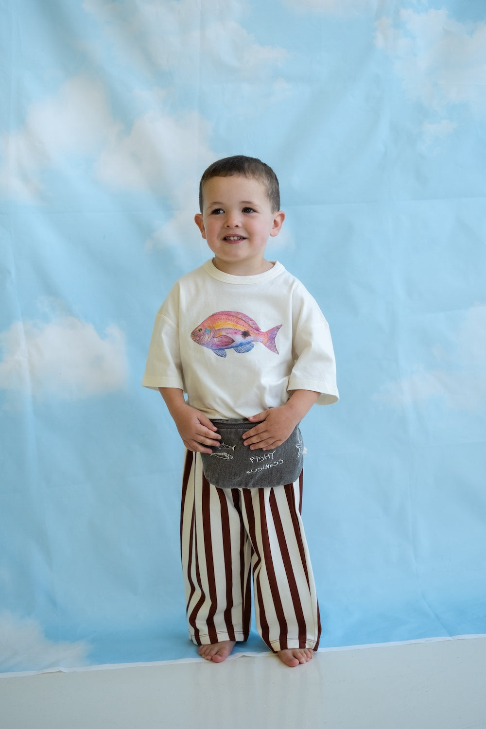 Organic Cotton Perch Fish Print Tee - Cream