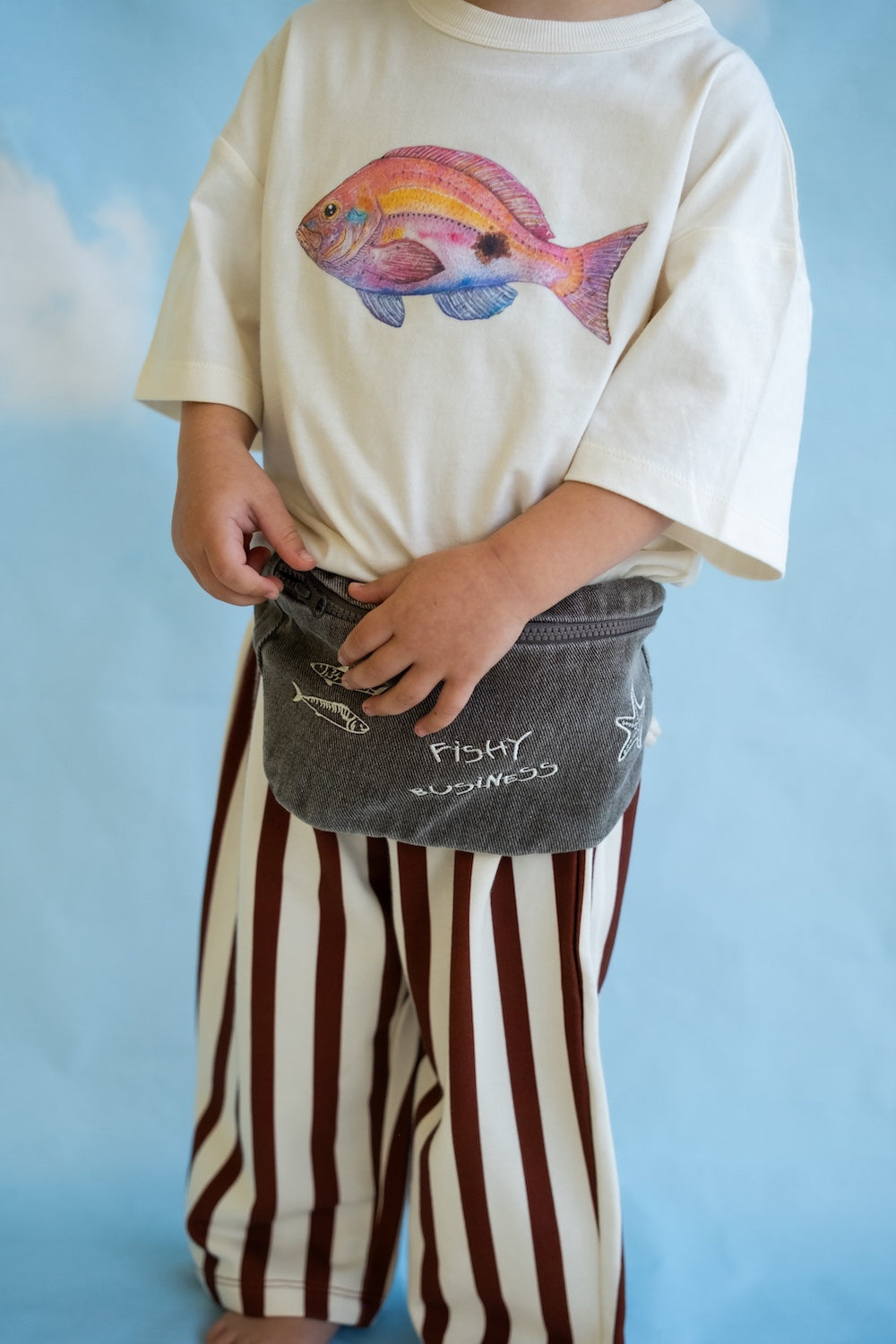 Organic Cotton Perch Fish Print Tee - Cream
