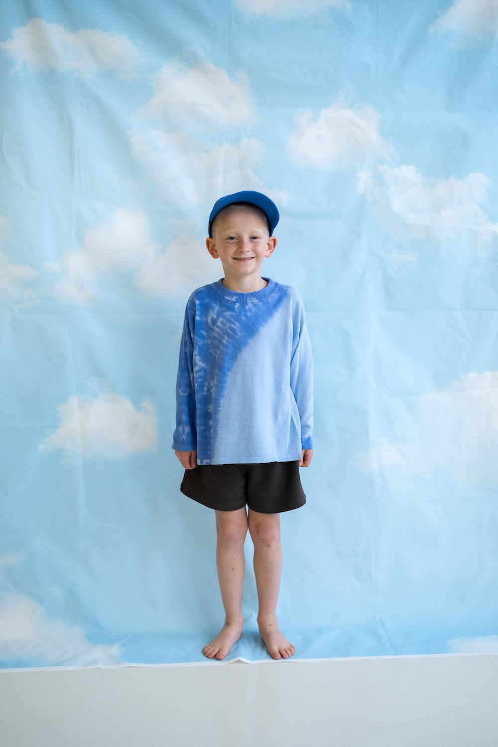 Organic Knitted Tie Dye Long Sleeve Tee - Pacific color