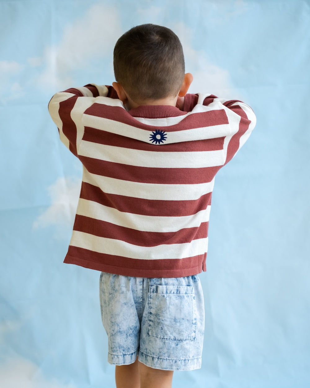 Organic Knitted Striped Long Sleeve Tee - Maroon