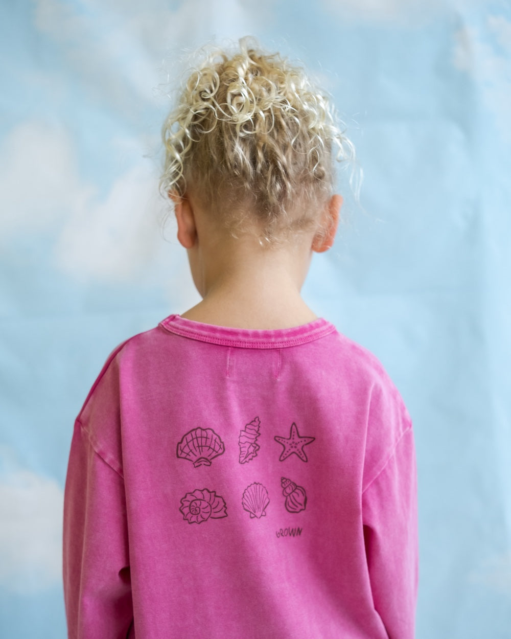 Stone Washed Long Sleeve Boxy Fit Tee - Floss color