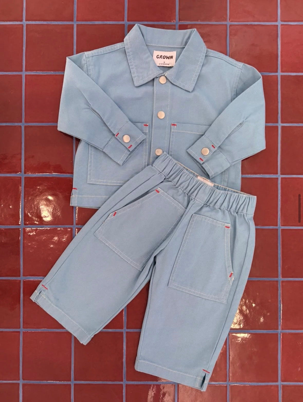 Organic Canvas Utility Shirt Jacket - Duck Egg