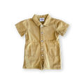 Organic Washed Denim Short Sleeve Boilersuit - Mustard