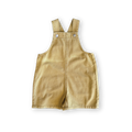 Organic Washed Denim Adjustable Strap Short Overalls - Mustard