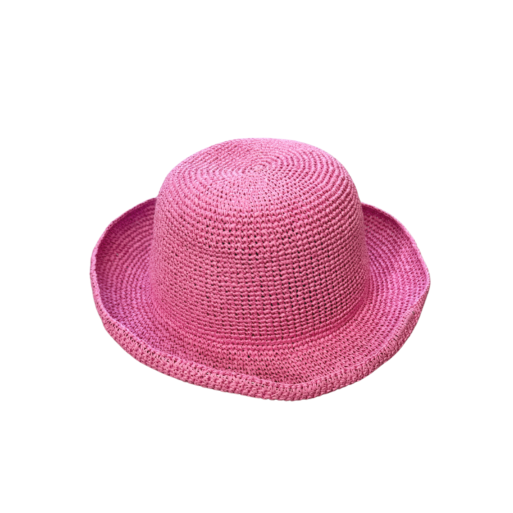 Hand Crochet Paper Packable Adjustable Hat - Floss