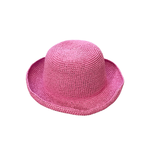 Hand Crochet Paper Packable Adjustable Hat - Floss