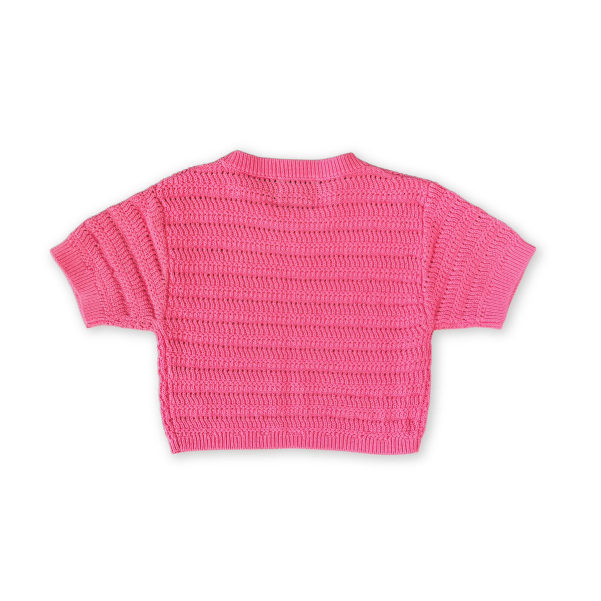 Organic Heavy Crochet Knit Cropped Tee - Bright Sorbet