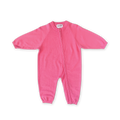 Organic Knit Zipper Front Raglan Starsuit - Bright Sorbet