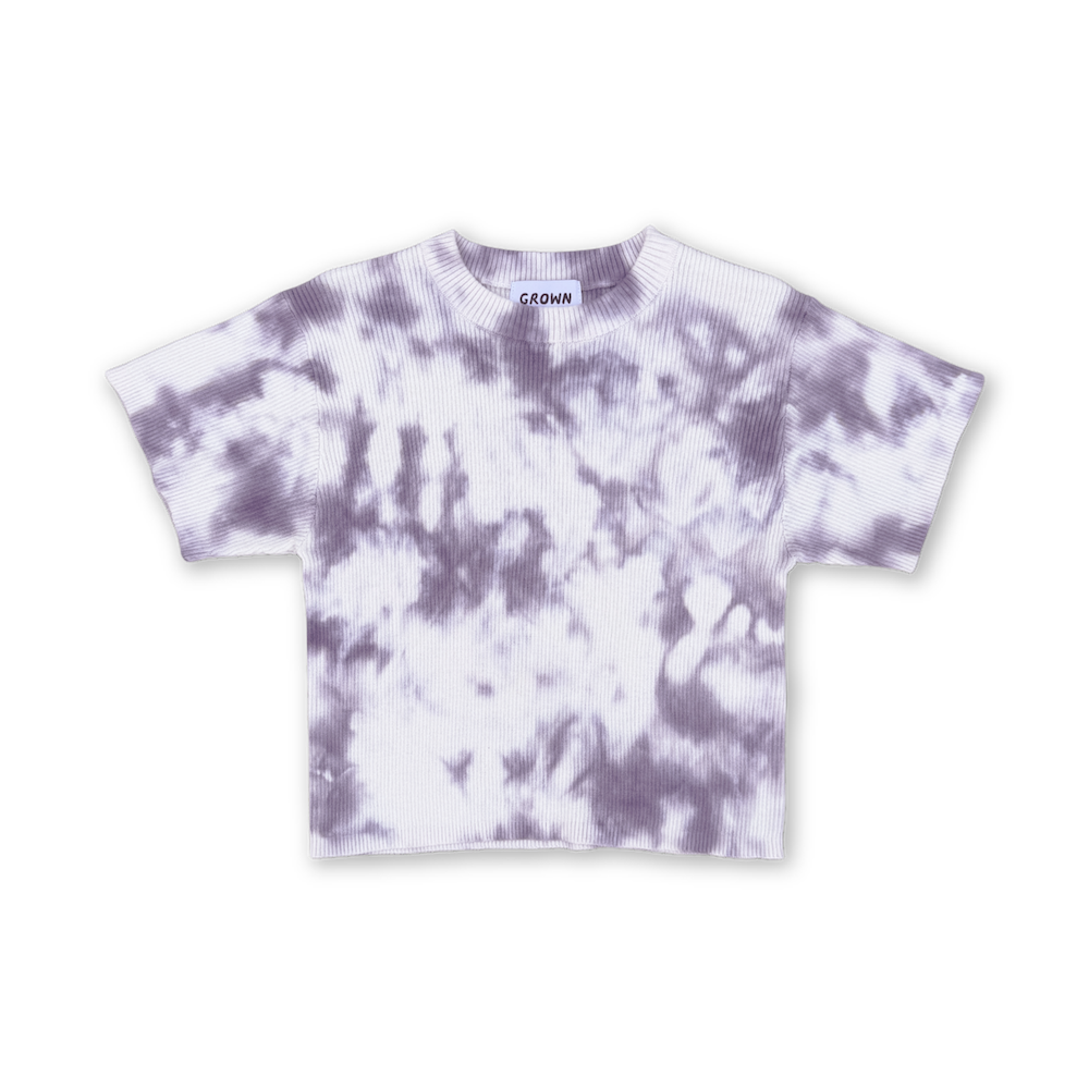 Organic Knitted Tie Dye Ribbed Knit Tee - Grape