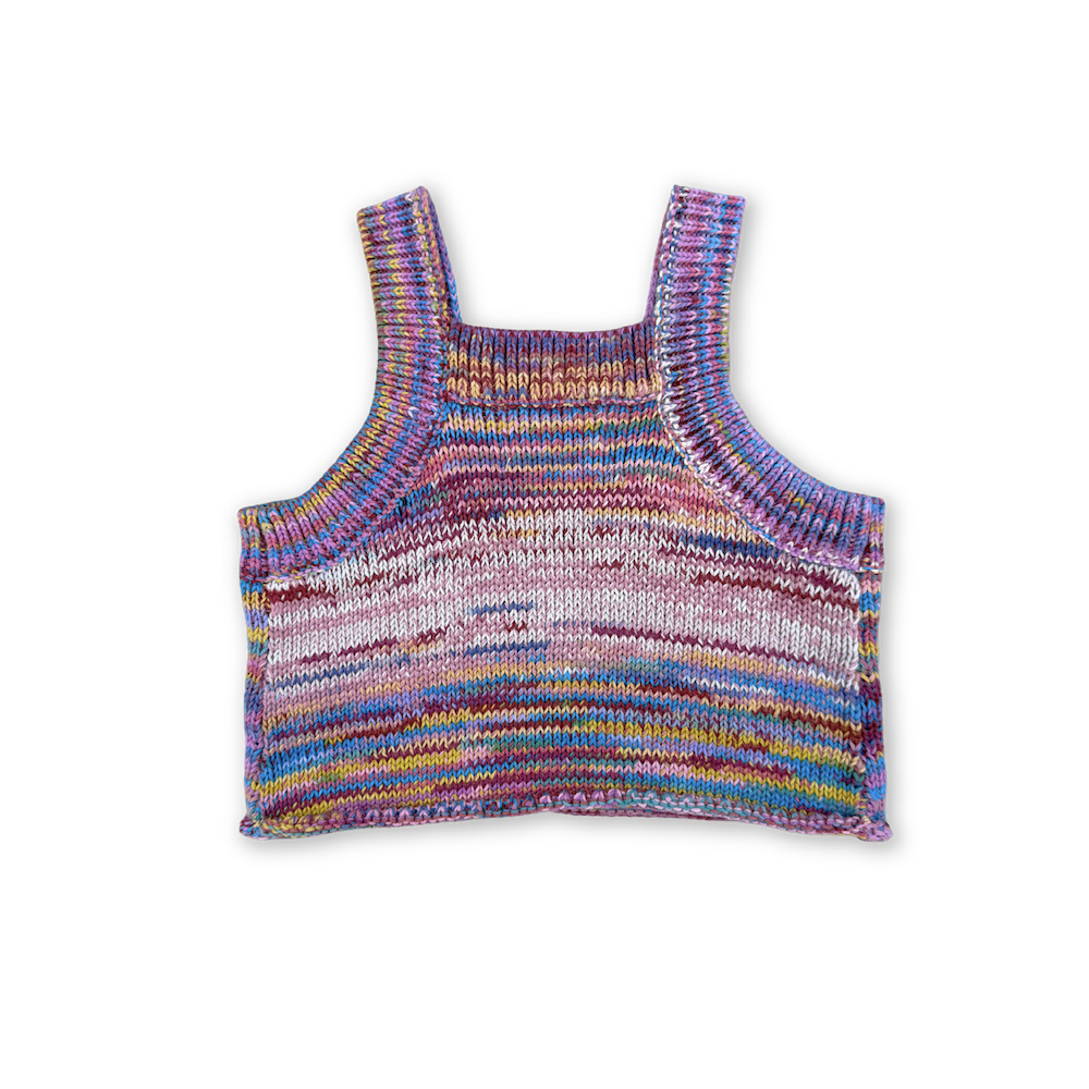 Organic Cotton Knitted Cropped Singlet Top - Rainbow
