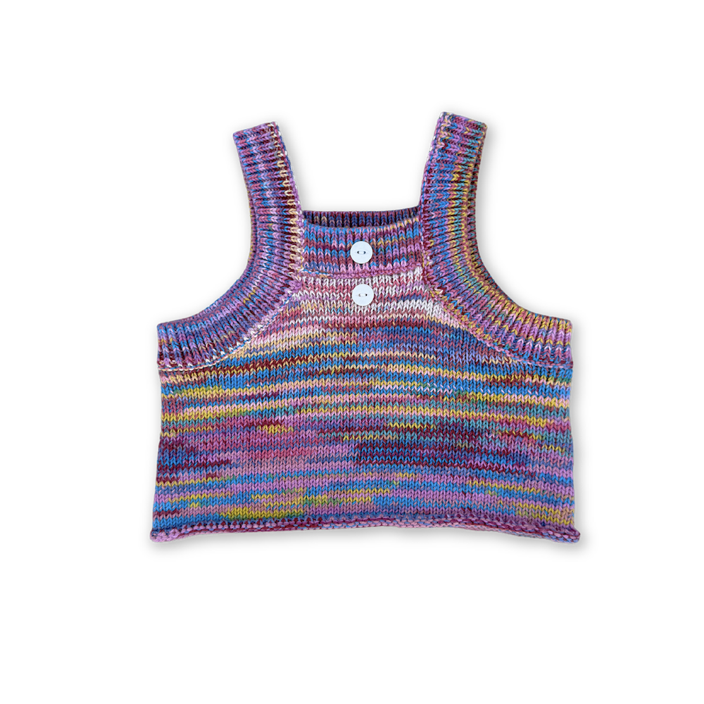 Organic Cotton Knitted Cropped Singlet Top - Rainbow