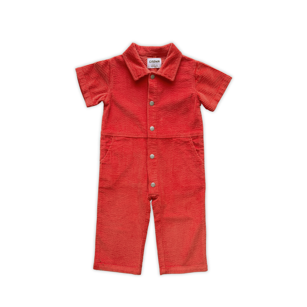 Organic Velvet Cord Short Sleeve Boilersuit - Sauce