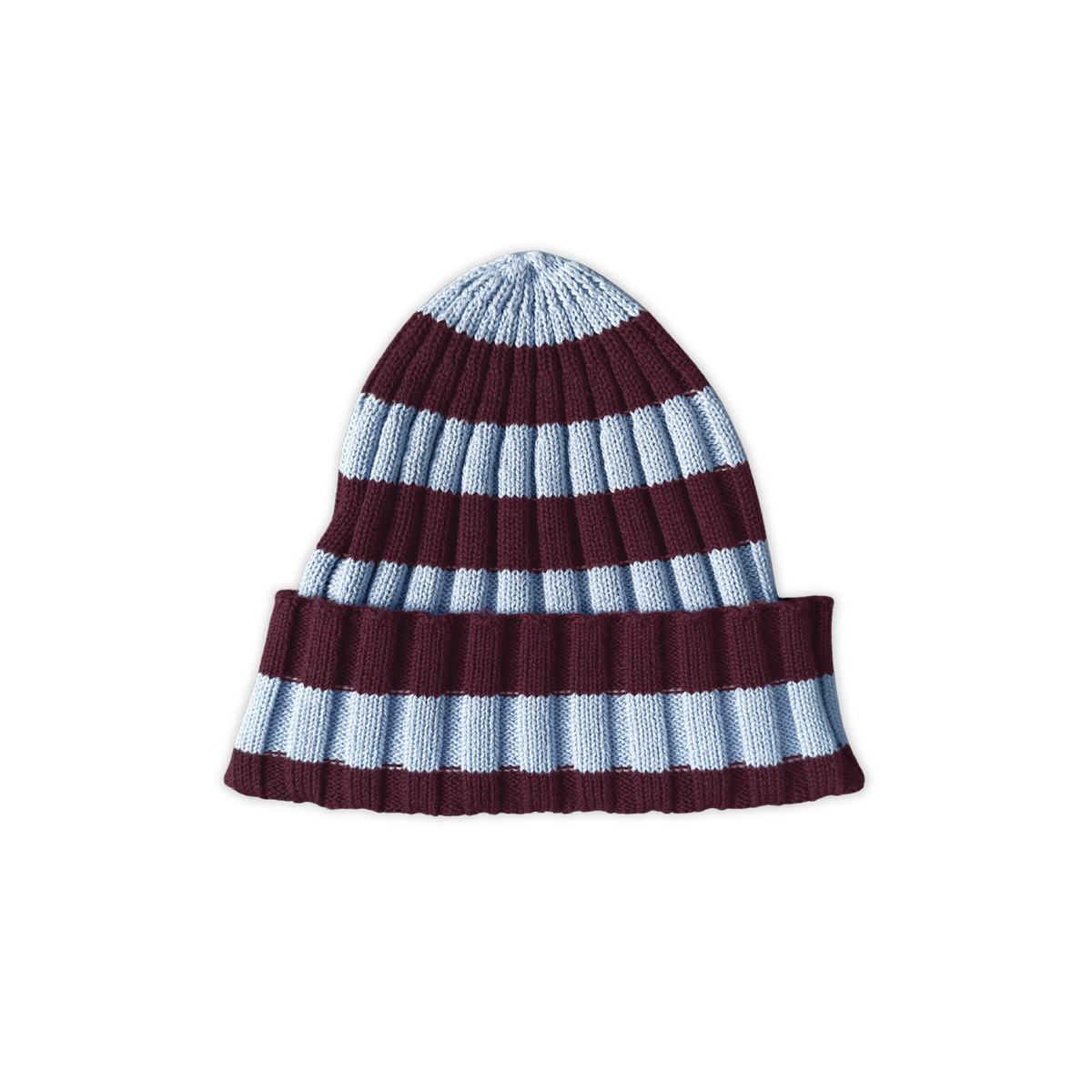 Organic Striped Pixie Chunky Rib Knit Beanie - Plum & Haze