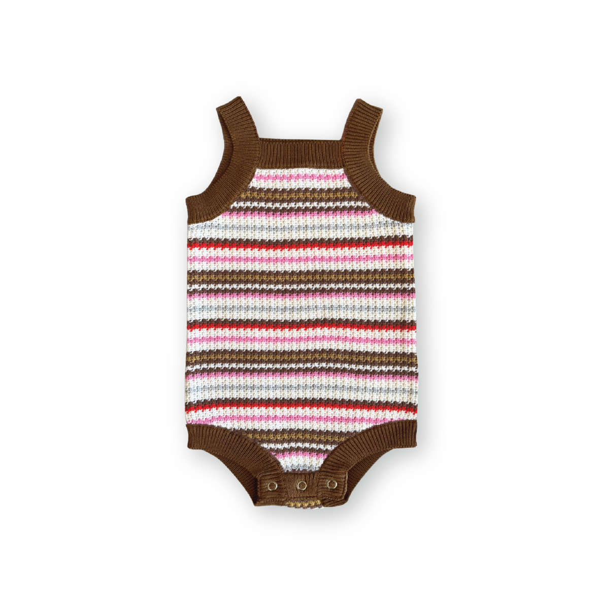 Organic Crochet Knit Yarn Dyed Stripe Romper