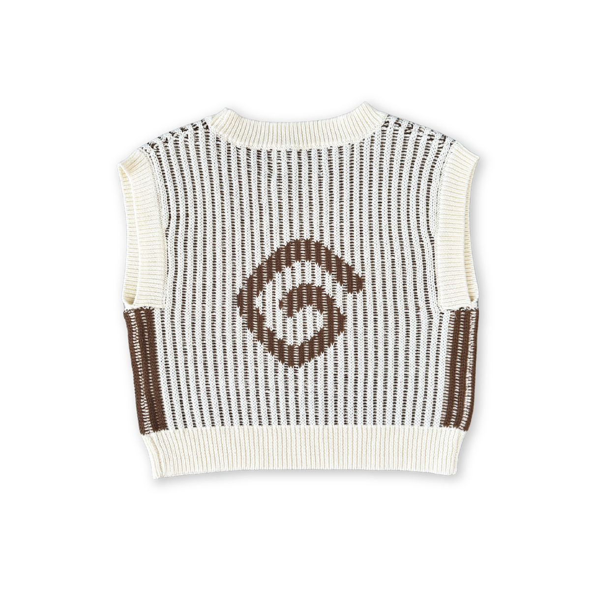 Organic Swirl Jacquard Chunky Rib Knit Vest - Milk