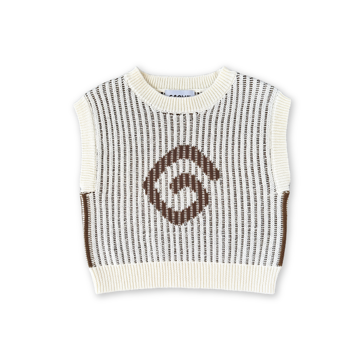 Organic Swirl Jacquard Chunky Rib Knit Vest - Milk